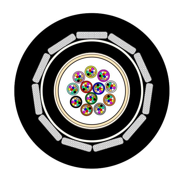 Câble optique diélectrique armé anti-plombs de chasse de 84 à 144 fibres - Modulo 12